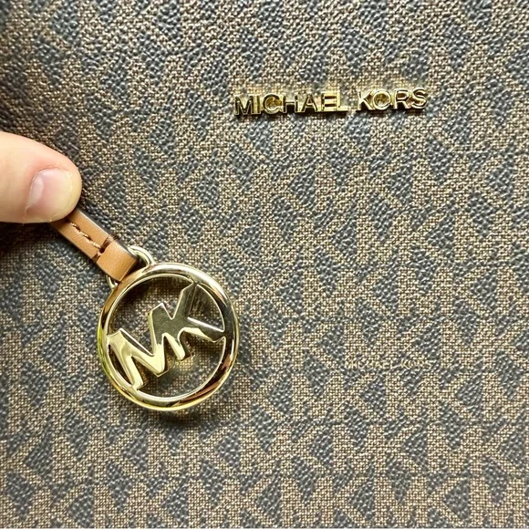 Michael Kors Brown Signature Logo Crossbody with Beige Strap - Picture 3 of 6